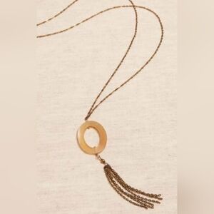 Aureus + Argent Oval link brass tassel long chain pendant necklace